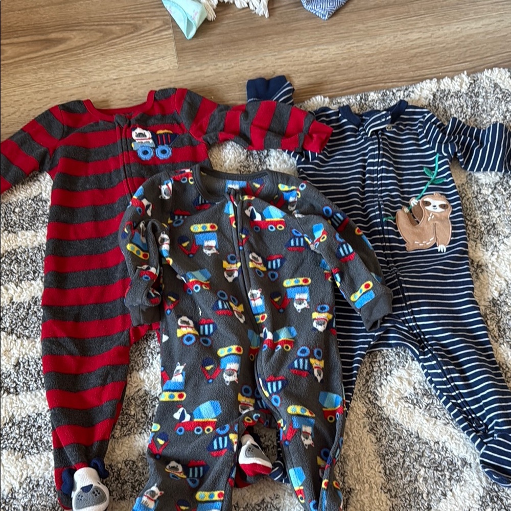 Carter's Red and Blue Footies Cozy One Pieces